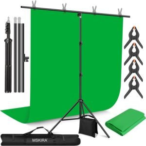 MSKIRA Green Screen Backdrop Kit 6.9 x 6.6 Ft
